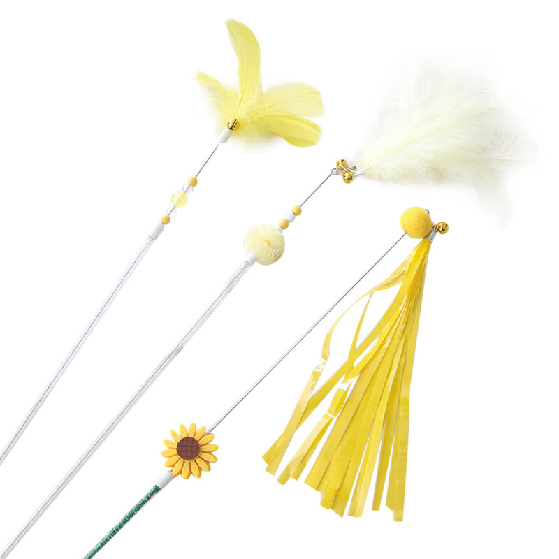 3GB Kaķu ķircināšanas nūjiņas Mājdzīvnieku rotaļlieta Viltus spalvas Kaķēnu ķircinātājs Stick Cat Interaktīva rotaļlieta Mājdzīvnieka vajāšanas rotaļlieta Kaķu ķircinātāji Mājdzīvnieku spieķi Rotaļlietas