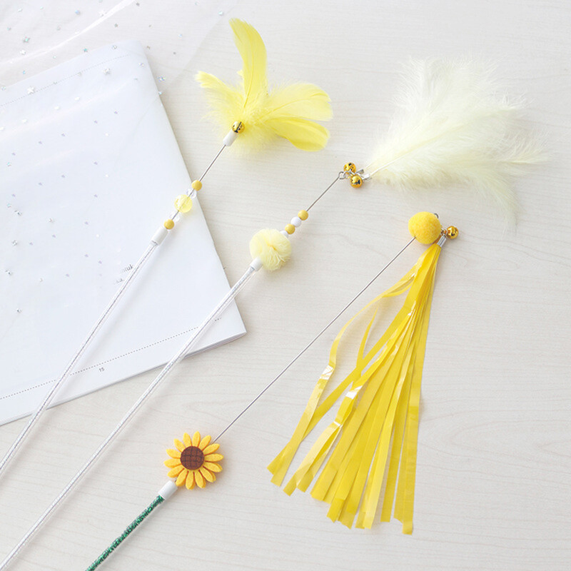 3GB Kaķu ķircināšanas nūjiņas Mājdzīvnieku rotaļlieta Viltus spalvas Kaķēnu ķircinātājs Stick Cat Interaktīva rotaļlieta Mājdzīvnieka vajāšanas rotaļlieta Kaķu ķircinātāji Mājdzīvnieku spieķi Rotaļlietas