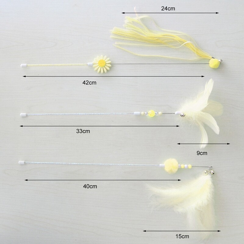 3GB Kaķu ķircināšanas nūjiņas Mājdzīvnieku rotaļlieta Viltus spalvas Kaķēnu ķircinātājs Stick Cat Interaktīva rotaļlieta Mājdzīvnieka vajāšanas rotaļlieta Kaķu ķircinātāji Mājdzīvnieku spieķi Rotaļlietas