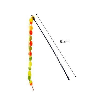 Pliušinis rutulinis kačių erzinimas Spalvingų siūlų kamuoliukų erzinimo lazdelė Swing Stremers Kačių žaislas Lankstus PVC pagaliukas Interaktyvus varpelio erzinimas naminiams gyvūnėliams
