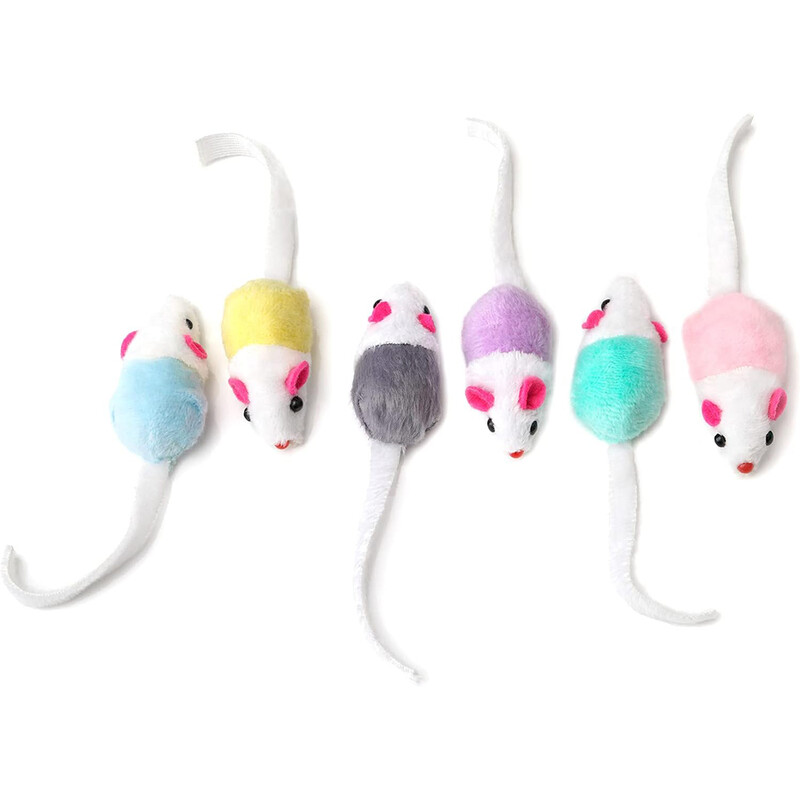 10-50 vnt mažų interaktyvių kačių žaislų Pelės su Catnip Rattle Sound Pelė kambarinėms katėms Kačiukas žaisti Įvairių spalvų pelių kačių žaislai