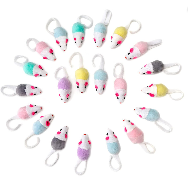 10-50 vnt mažų interaktyvių kačių žaislų Pelės su Catnip Rattle Sound Pelė kambarinėms katėms Kačiukas žaisti Įvairių spalvų pelių kačių žaislai