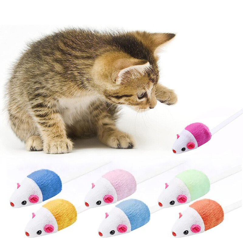 10-50 vnt mažų interaktyvių kačių žaislų Pelės su Catnip Rattle Sound Pelė kambarinėms katėms Kačiukas žaisti Įvairių spalvų pelių kačių žaislai