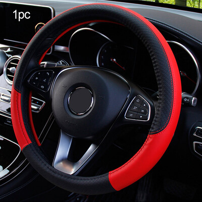 Universāls automašīnas stūres pārsegs 37-38 cm stūres mākslīgās ādas elpojošam automašīnas riteņa pārsega salonam Auto piederumi
