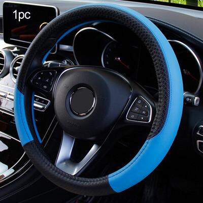 Universāls automašīnas stūres pārsegs 37-38 cm stūres mākslīgās ādas elpojošam automašīnas riteņa pārsega salonam Auto piederumi