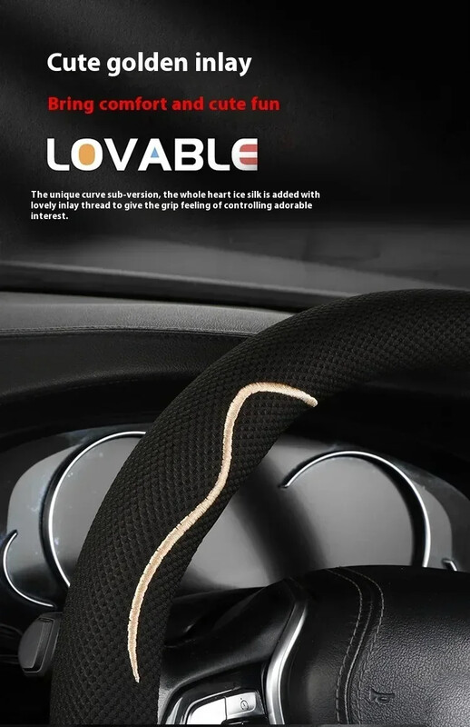 Capa volan din mătase de gheață, universale pentru toate anotimpurile accesorii drăguțe pentru mașină huse de volan pentru cu antiderapante și respirabile