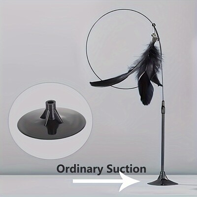 Pisică Teaser Stick Cu Clopot, Pene, Ventuză Tijă Lungă