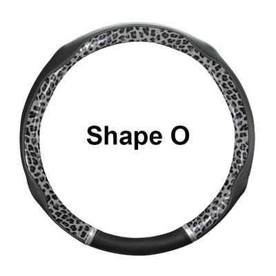 Husă pentru volan din piele anti-alunecare pentru mașină Husă de protecție universală Îmbinare imprimeu leopard Stil la modă 38 cm Forma OD