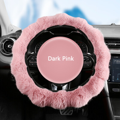 Minkštas pūkuotas automobilio vairo dangtelis moterims/mergaitei, žiemai šiltas vairo Qheel rankenos dangtelis, neslystantis vairo apsauga