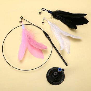 Simulation Bird Interactive Funny Cat Stick Toy Furry Feather Bird with Bell Sucker Stick Toy Kitten που παίζει αξεσουάρ για κατοικίδια