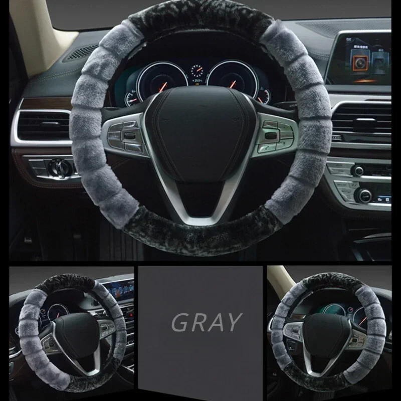 Iarnă Super Moale Plus Cusături creative Husă Volan Auto Universală, Călduță Faux Fur Ghidon Auto pe Volan
