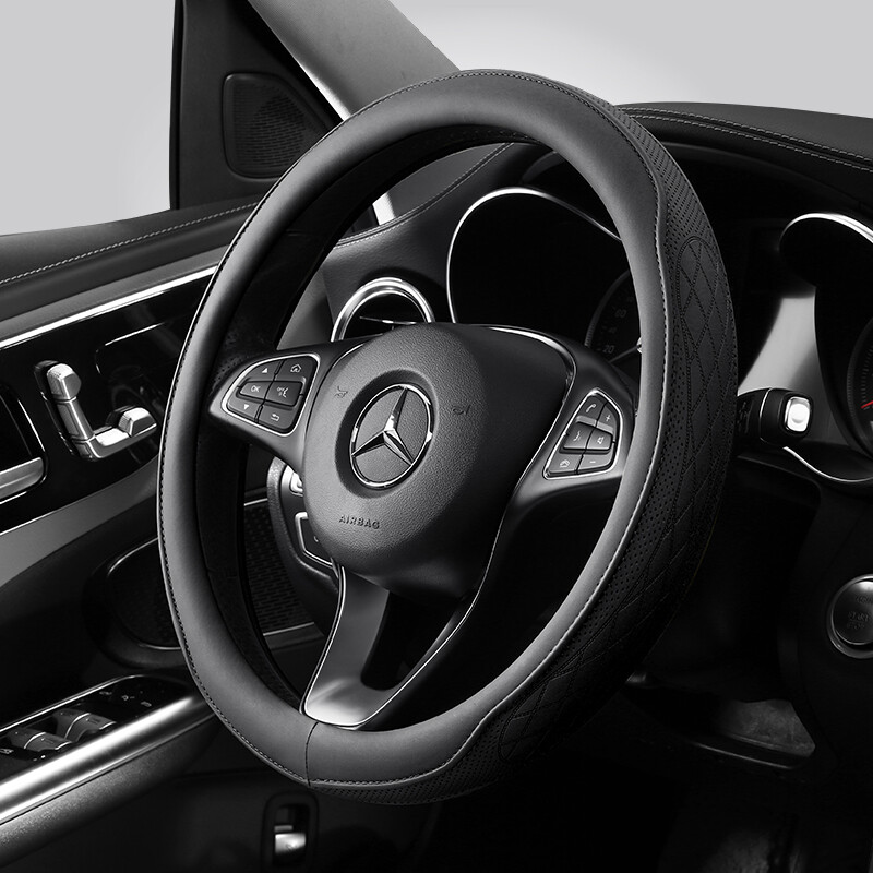 Automobilio neslystantis odinis vairo dangtelis Universalus automobilio vairo apsauginis dangtelis Madingas stilius 38 cm forma OD žalia