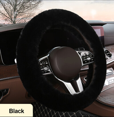 Universalus žieminis automobilio vairo užvalkalas Natūralaus kailio elastingas pliušinis užvalkalas 38 cm skersmens vairo automobilio priedai