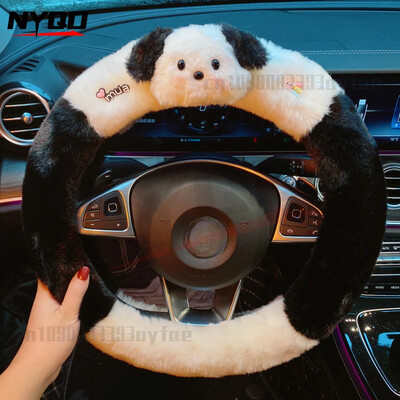 Husa volan iarna Caine drăguț din desene animate Capac mâner mașină cu blană caldă Accesorii auto