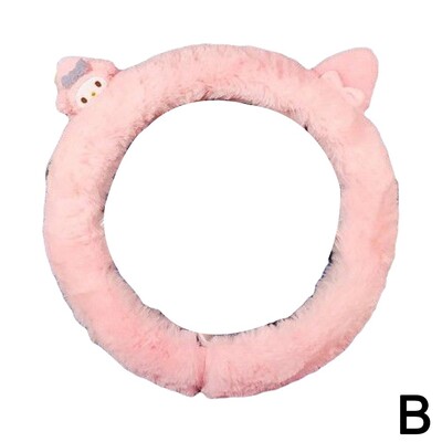 Drăguță pisică de desene animate Volan automat Husă de protecție din pluș Iarnă Mașină anti-alunecare Accesorii de decorare pentru animație interioară caldă