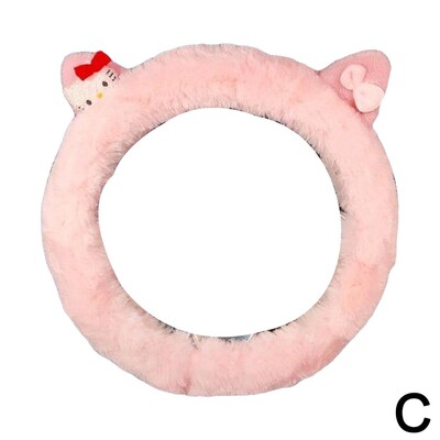 Drăguță pisică de desene animate Volan automat Husă de protecție din pluș Iarnă Mașină anti-alunecare Accesorii de decorare pentru animație interioară caldă