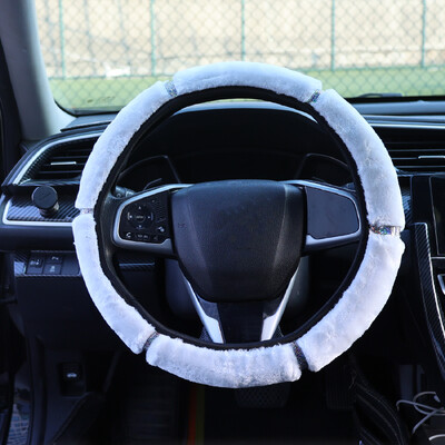 38 cm husă caldă pentru volan de pluș pentru mașină, toamnă iarnă, colorată, elastică, îmbinare, pentru volan, accesorii pentru interiorul mașinii