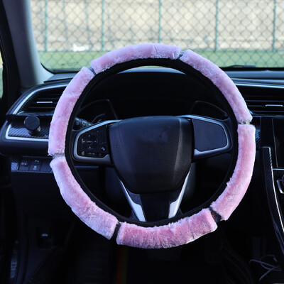 38 cm husă caldă pentru volan de pluș pentru mașină, toamnă iarnă, colorată, elastică, îmbinare, pentru volan, accesorii pentru interiorul mașinii