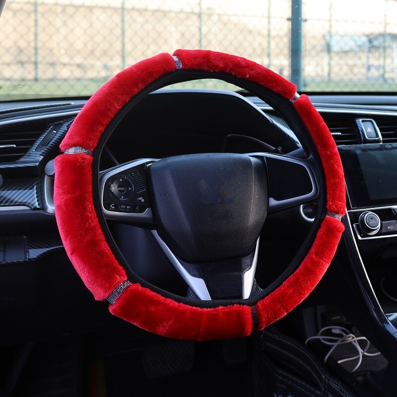 38 cm husă caldă pentru volan de pluș pentru mașină, toamnă iarnă, colorată, elastică, îmbinare, pentru volan, accesorii pentru interiorul mașinii