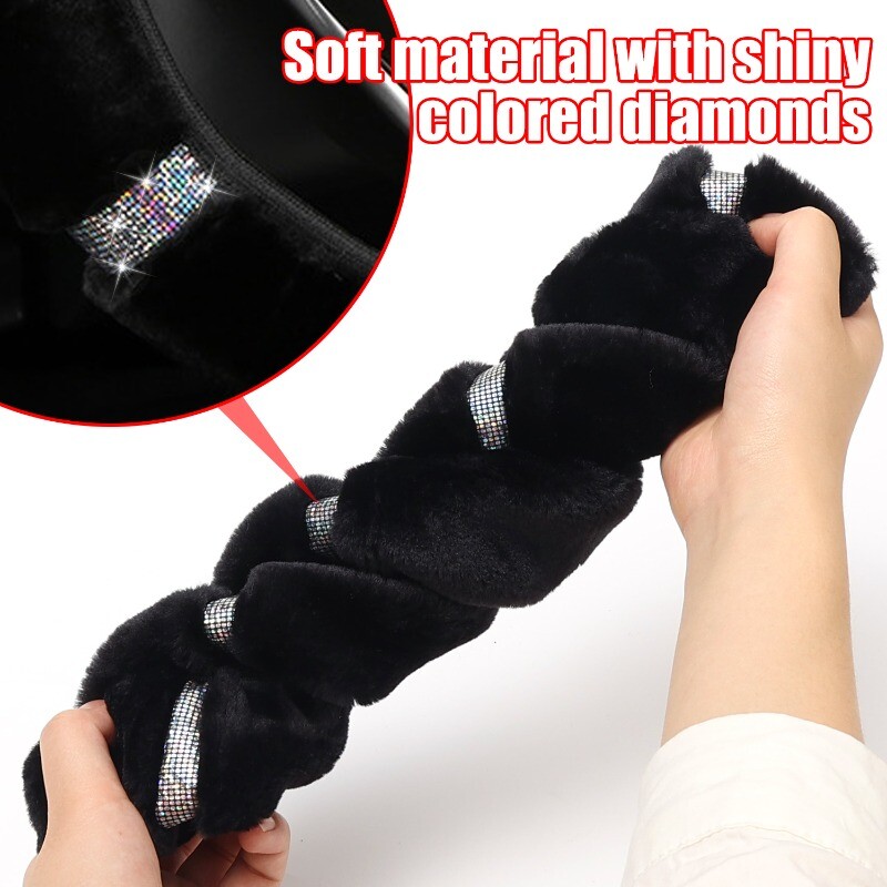 38 cm husă caldă pentru volan de pluș pentru mașină, toamnă iarnă, colorată, elastică, îmbinare, pentru volan, accesorii pentru interiorul mașinii