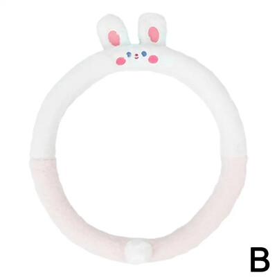 Universāls auto gudrs plīša stūres rata pārsegs sievietēm jauks multfilmas ziemas pūkains pārsegs stūres apsildes aksesuāram V6V2