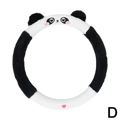 Universāls auto gudrs plīša stūres rata pārsegs sievietēm jauks multfilmas ziemas pūkains pārsegs stūres apsildes aksesuāram V6V2