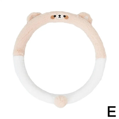 Universāls auto gudrs plīša stūres rata pārsegs sievietēm jauks multfilmas ziemas pūkains pārsegs stūres apsildes aksesuāram V6V2