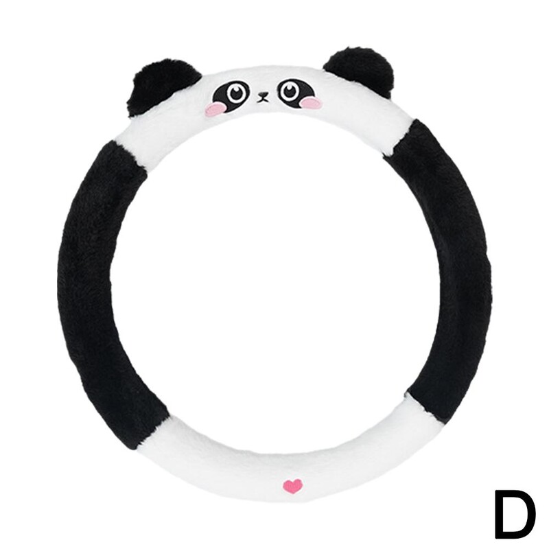 Universāls auto gudrs plīša stūres rata pārsegs sievietēm jauks multfilmas ziemas pūkains pārsegs stūres apsildes aksesuāram V6V2