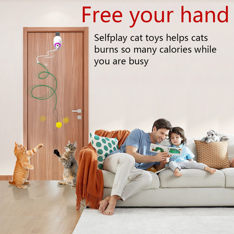 Elektrinis kačių žaislas, virvė, automatinis erzintuvas Kačių virvelių žaislai Kabantys prie durų Interaktyvus kačiuko žaidimas Atsitiktinis siūbuojantis kačių gaudymo lazdelės