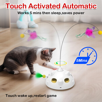 Ambush Cat Toys Interactive Hide and Seek Feather Toy Robot Fluttering Butterfly Cat Automatic Toy with Light Motion Activated