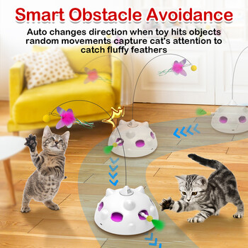 Ambush Cat Toys Interactive Hide and Seek Feather Toy Robot Fluttering Butterfly Cat Automatic Toy with Light Motion Activated