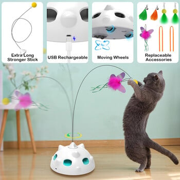 Ambush Cat Toys Interactive Hide and Seek Feather Toy Robot Fluttering Butterfly Cat Automatic Toy with Light Motion Activated