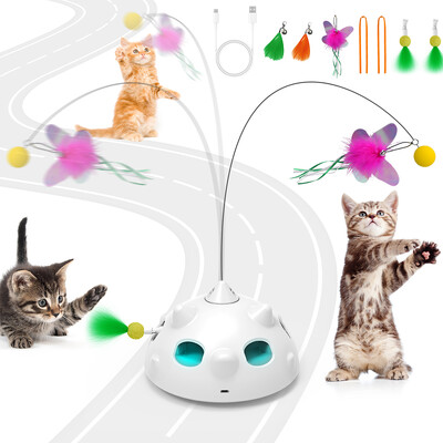 Ambush Cat Toys Interactive Hide and Seek Feather Toy Robot Fluttering Butterfly Cat Automatic Toy with Light Motion Activated