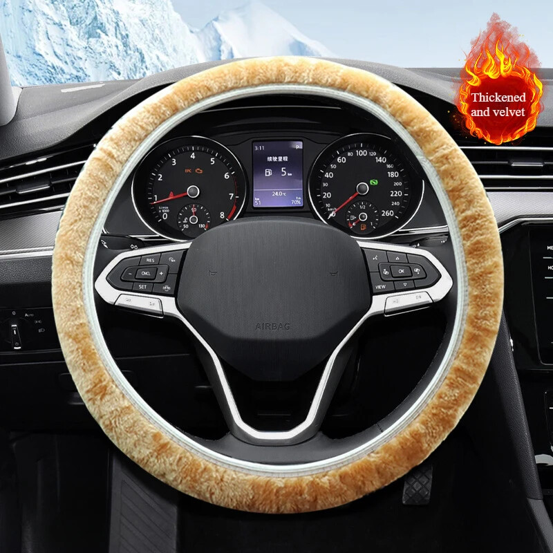 Nou Iarnă Black Charm Warm Long Lână Pluș Volan Mașină Huse Interior Universal din Lână