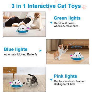 Smart Cat Toys Ball Tumbler Διπλό τροφοδοτικό Διαδραστικό παιχνίδι γάτας Butterfly Fluttering Τυχαία κινούμενη ενέδρα με φτερά μπάλες