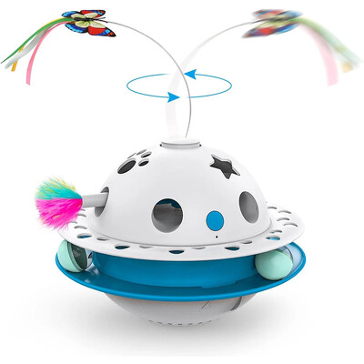 Jucării inteligente pentru pisici Tumbler cu bile Sursă de alimentare duală Jucărie interactivă pentru pisici Fluture care se mișcă aleatoriu Ambuscadă Mingi cu pene