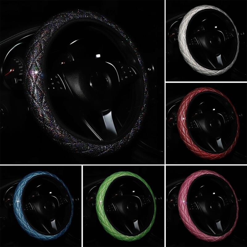 Cusătură diamant Capac volan mașină Suv Sparkling Protector volan Vehicul Decor auto Accesorii pentru stil auto