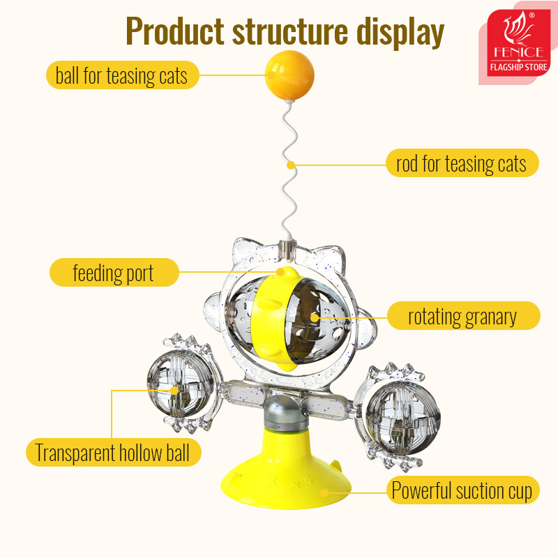 Dispozitiv de hrănire Moara de vânt pentru animale de companie Plată turnantă Dozator de scurgeri de alimente pentru pisici Distracție Jucărie cu hrană lentă Jucărie interactivă rotativă