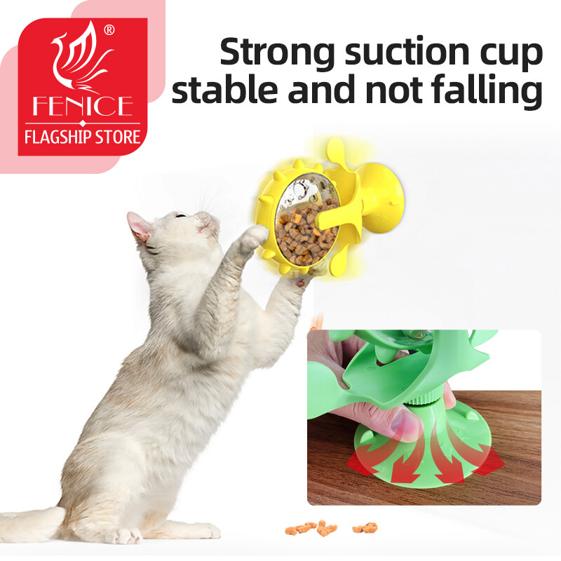 Dispozitiv de hrănire Moara de vânt pentru animale de companie Plată turnantă Dozator de scurgeri de alimente pentru pisici Distracție Jucărie cu hrană lentă Jucărie interactivă rotativă