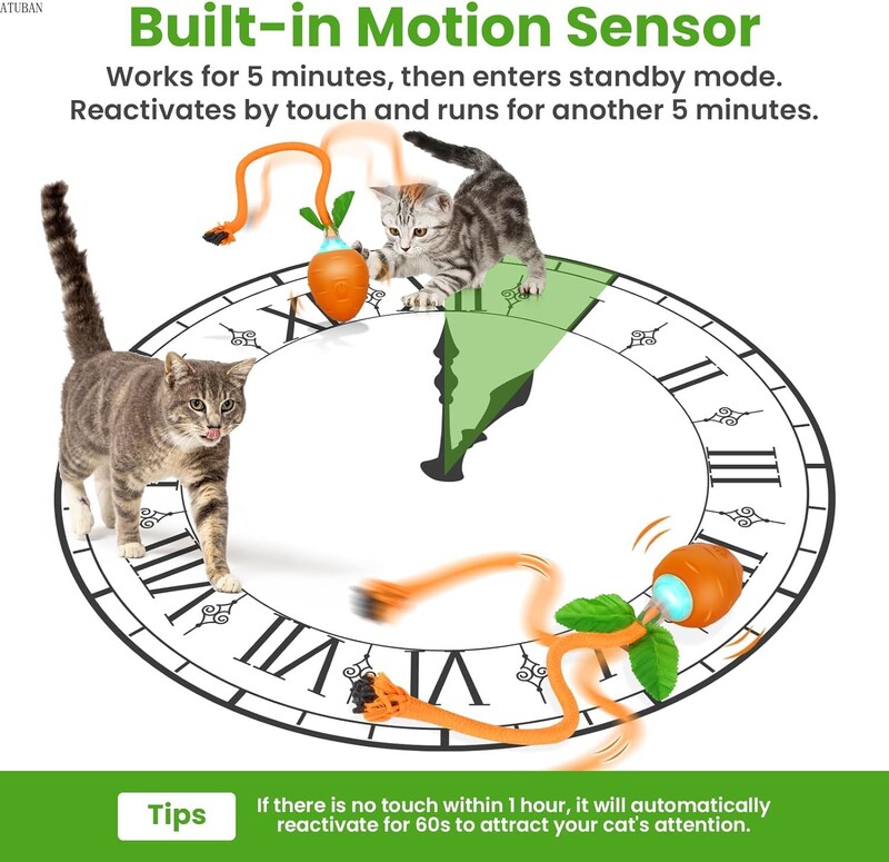Interaktīvas kaķu rotaļlietas iekštelpu kaķiem, USB uzlādējama kustību aktivizējoša elektriskā kaķa rotaļlieta, kustīga kaķēna rotaļlieta, simulācijas putnu dziedāšana