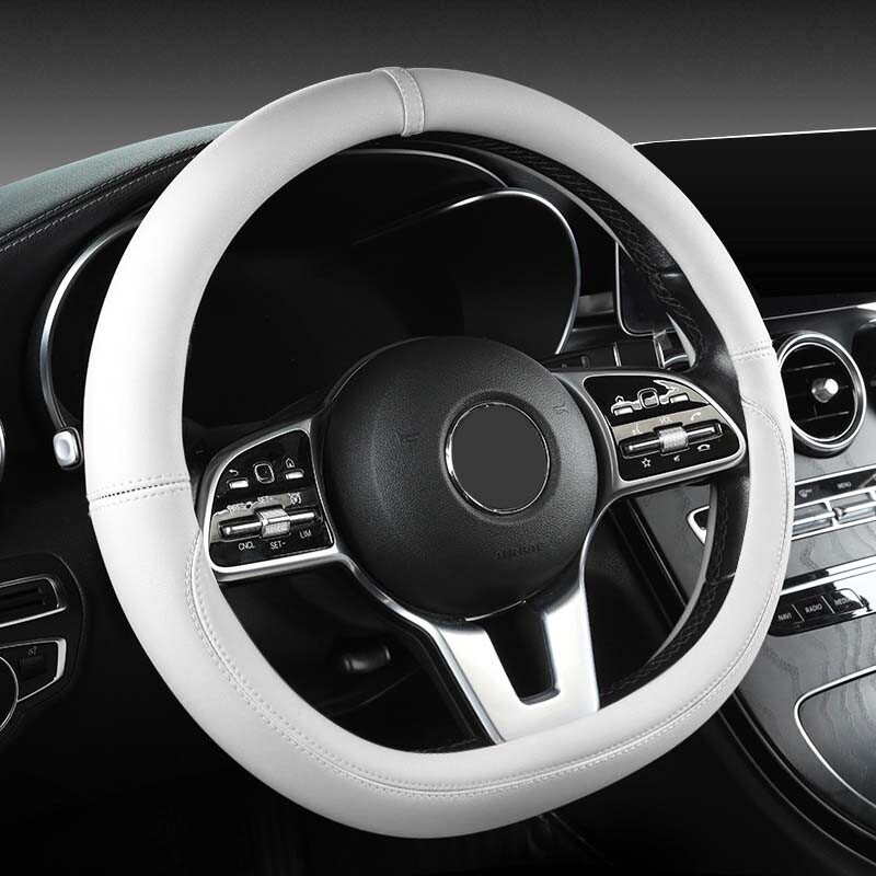 Husă pentru volan din piele anti-alunecare pentru mașină Husă de protecție universală pentru volan de mașină Îmbinare Stil la modă 38 cm Forma D