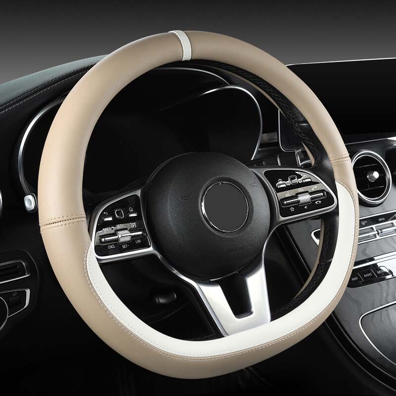 Husă pentru volan din piele anti-alunecare pentru mașină Husă de protecție universală pentru volan de mașină Îmbinare Stil la modă 38 cm Forma D