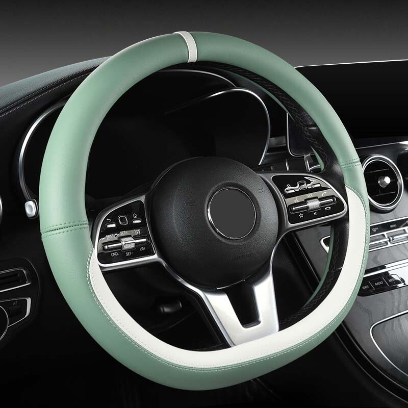 Husă pentru volan din piele anti-alunecare pentru mașină Husă de protecție universală pentru volan de mașină Îmbinare Stil la modă 38 cm Forma D