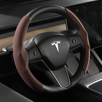 Κάλυμμα τιμονιού Tesla μοντέλο 3/Y Carbon Fiber Απορρόφηση ιδρώτα Special Steering Wheel 2023 Cars Accessories for Women\'s Cars