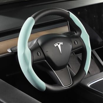 Κάλυμμα τιμονιού Tesla μοντέλο 3/Y Carbon Fiber Απορρόφηση ιδρώτα Special Steering Wheel 2023 Cars Accessories for Women\'s Cars