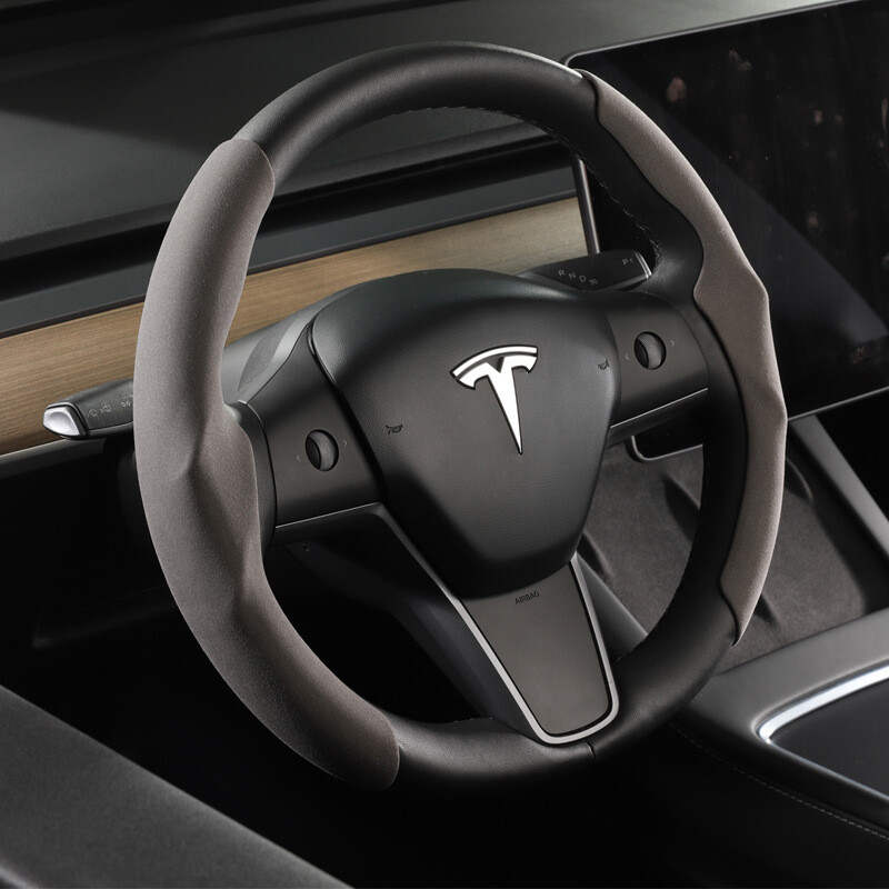 Capac pentru volan Tesla model 3/Y Fibră de carbon care absoarbe transpirația Volan special 2023 Accesorii pentru mașini pentru mașină pentru femei