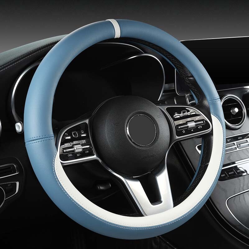 Autó csúszásgátló bőr kormányburkolat Univerzális autó kormánykerék védőburkolat Összeillesztés divatos stílus 38cm O forma