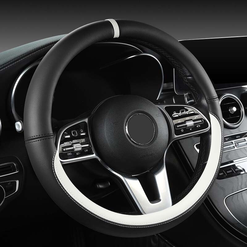 Autó csúszásgátló bőr kormányburkolat Univerzális autó kormánykerék védőburkolat Összeillesztés divatos stílus 38cm O forma