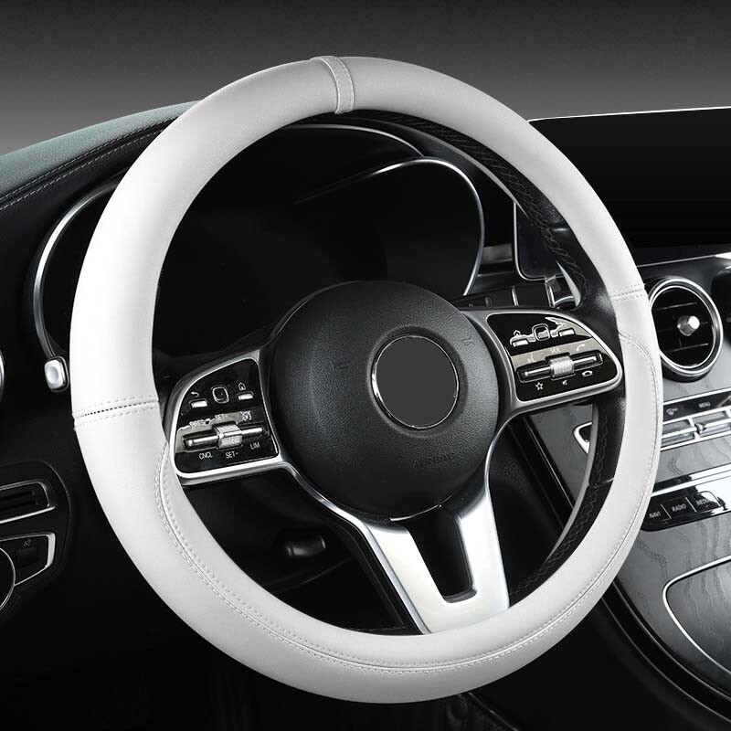 Autó csúszásgátló bőr kormányburkolat Univerzális autó kormánykerék védőburkolat Összeillesztés divatos stílus 38cm O forma