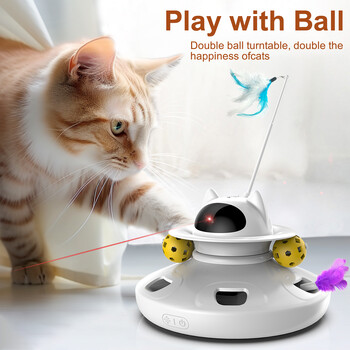 Σετ παιχνιδιών 4 σε 1 Smart Teasing Cat Toys Automatic Feather Fun Ball Toy Σετ για σκύλους γάτες Laser Ηλεκτρονικά διαδραστικά αξεσουάρ για παιχνίδια για κατοικίδια